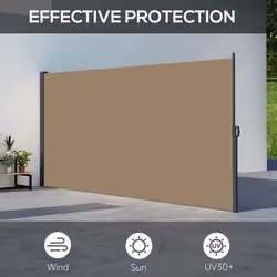 Outsunny Side Awning Retractable, Privacy Screen, 400x180cm, Khaki