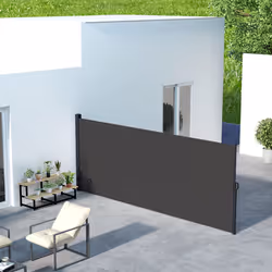 Outsunny Side Awning Retractable, Privacy Screen, 400x180cm, Black