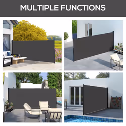 Outsunny Side Awning Retractable, Privacy Screen, 400x180cm, Black - Additional view 5