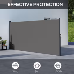 Outsunny Side Awning Retractable, Privacy Screen, 400x160cm, Dark Grey