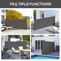 Outsunny Side Awning Retractable, Privacy Screen, 400x160cm, Dark Grey - Additional view 5