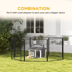 PawHut Rabbit Hutch Indoor Outdoor w/ Top Handle, Openable Roof - Grey - Additional view 4
