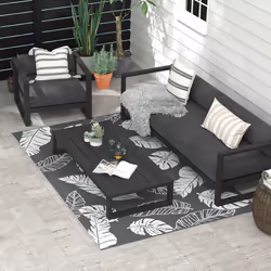 Outsunny Reversible Waterproof Outdoor Rug W/ Carry Bag, 182 x 274cm, Grey