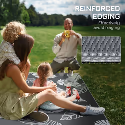 Outsunny Reversible Waterproof Outdoor Rug W/ Carry Bag, 182 x 274cm, Grey - Additional view 6