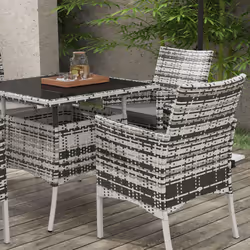 Outsunny Rattan Outdoor Dining Table and Chairs for 4, Mixed Grey - Additional view 5