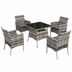Outsunny Rattan Outdoor Dining Table and Chairs for 4, Mixed Grey - Additional view 8