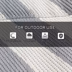 Outsunny Reversible Waterproof Outdoor Rug W/ Carry Bag, 182 x 274cm, Grey - Additional view 4