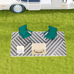 Outsunny Reversible Waterproof Outdoor Rug W/ Carry Bag, 182 x 274cm, Grey - Additional view 8