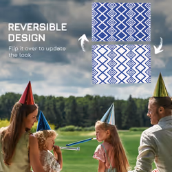 Outsunny Reversible Waterproof Outdoor Rug W/ Carry Bag, 182 x 274cm, Blue - Additional view 5
