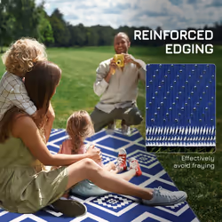 Outsunny Reversible Waterproof Outdoor Rug W/ Carry Bag, 182 x 274cm, Blue - Additional view 6