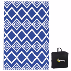 Outsunny Reversible Waterproof Outdoor Rug W/ Carry Bag, 182 x 274cm, Blue - Additional view 8
