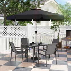 Outsunny 5 Piece Garden Dining Set, Outdoor Table and 4 Chairs, Grey