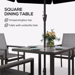 Outsunny 5 Piece Garden Dining Set, Outdoor Table and 4 Chairs, Grey