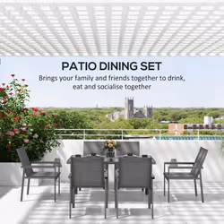 Outsunny 7 Piece Garden Dining Set, Outdoor Table and 6 Chairs, Grey