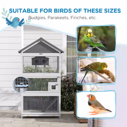 PawHut Bird Cage w/ Stands for Finches, Parakeets, Small Birds - Grey - Additional view 4