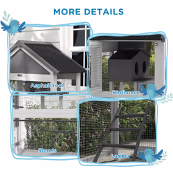 PawHut Bird Cage w/ Stands for Finches, Parakeets, Small Birds - Grey - Additional view 5