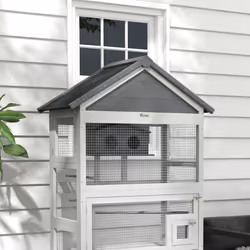 PawHut Bird Cage w/ Stands for Finches, Parakeets, Small Birds - Grey - Additional view 7