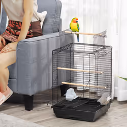 PawHut 59cm Bird Cage with Openable Top, Stand, Tray, Handles, Feeding Bowls