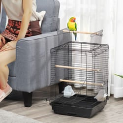 PawHut 59cm Bird Cage with Openable Top, Stand, Tray, Handles, Feeding Bowls