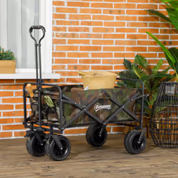 Outsunny Foldable Garden Cart, Outdoor Utility Wagon with Carry Bag, Camouflage