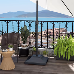 Outsunny 60kg Square Parasol Base with Wheels Fillable Plastic Umbrella Stand