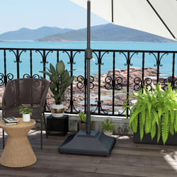 Outsunny 60kg Square Parasol Base with Wheels Fillable Plastic Umbrella Stand