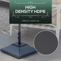 Outsunny 60kg Square Parasol Base with Wheels Fillable Plastic Umbrella Stand