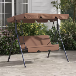Outsunny Outdoor 3-person Porch Swing Chair with Adjustable Canopy Brown