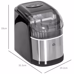 HOMCOM Portable Ice Cube Maker w/ 2 Cube Sizes 12Kg/24 Hrs, 9 Cubes/ 6-12Mins