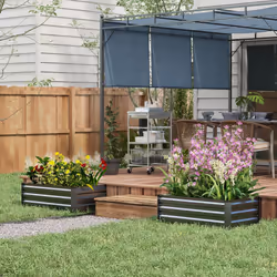 Outsunny Set of 2 Raised Garden Bed Galvanised Planter Box, Grey