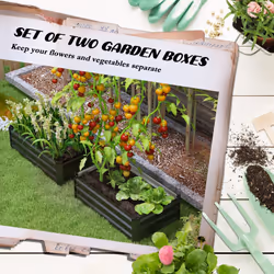 Outsunny Set of 2 Raised Garden Bed Galvanised Planter Box, Grey
