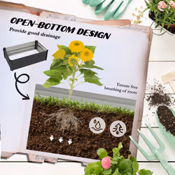 Outsunny Set of 2 Raised Garden Bed Galvanised Planter Box, Grey