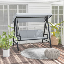 Outsunny 3 Seater Garden Swing Chair with Adjustable Canopy and Cushions, Grey