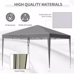 Outsunny 3 x 3 m Garden Pop Up Gazebo Marquee Party Tent Wedding Canopy Grey