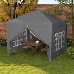 Outsunny 3mx3m Pop Up Gazebo Party Tent Canopy Marquee with Storage Bag Grey