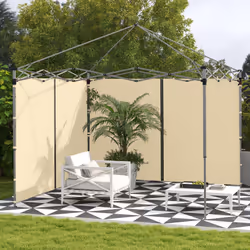 Outsunny 3x3(m) or 3x6m Pop Up Gazebo Side Panels, with Zipped Doors, Beige