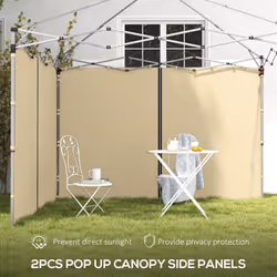 Outsunny 3x3(m) or 3x6m Pop Up Gazebo Side Panels, with Zipped Doors, Beige