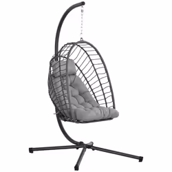 Outsunny PE Hanging Swing Chair w/ Thick Cushion, Patio Hanging Chair, Grey - Additional view 8