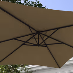 Outsunny 3 m Cantilever Parasol with Cross Base, Crank Handle, 6 Ribs, Brown - Additional view 6