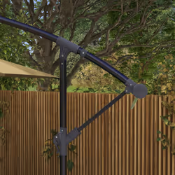 Outsunny 3 m Cantilever Parasol with Cross Base, Crank Handle, 6 Ribs, Brown - Additional view 7