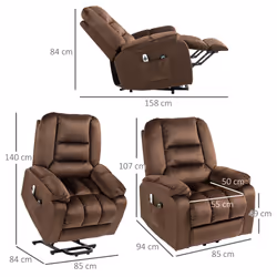 HOMCOM Lift Chair with Vibration Massage, Heat, Quick Assembly, Brown - Additional view 4