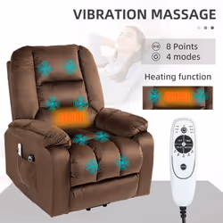 HOMCOM Lift Chair with Vibration Massage, Heat, Quick Assembly, Brown - Additional view 5