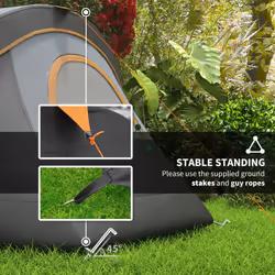 Outsunny 5-6 Man Camping Tent with Bag, Fibreglass and Steel Frame, Grey
