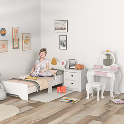 ZONEKIZ Kids Bedroom Furniture Set Unicorn Design for 3-6 Years