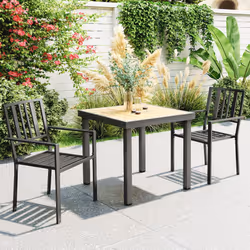 Outsunny 2 PCs Stackable Outdoor Garden Chairs with Metal Slatted Design, Black
