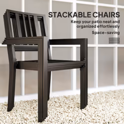Outsunny 4 PCs Stackable Outdoor Garden Chairs with Metal Slatted Design, Black