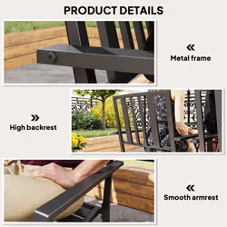 Outsunny 4 PCs Stackable Outdoor Garden Chairs with Metal Slatted Design, Black - Additional view 4