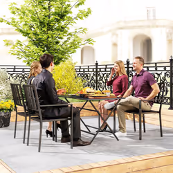 Outsunny 4 PCs Stackable Outdoor Garden Chairs with Metal Slatted Design, Black - Additional view 6