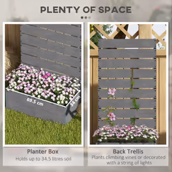 Outsunny Raised Garden Bed with Trellis and Drainage Hole, Planter Box Grey