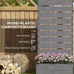 Outsunny Raised Garden Bed with Trellis and Drainage Hole, Planter Box Grey